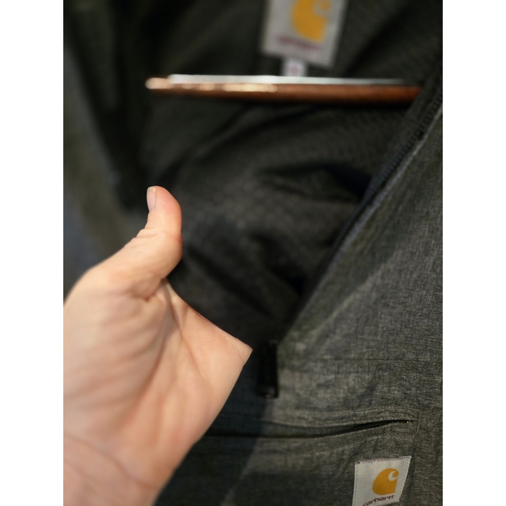 Carhartt Anorak Slicker Hooded Pullover 1/4 Zip & Pockets Lightweight Sz Med - Picture 12 of 16